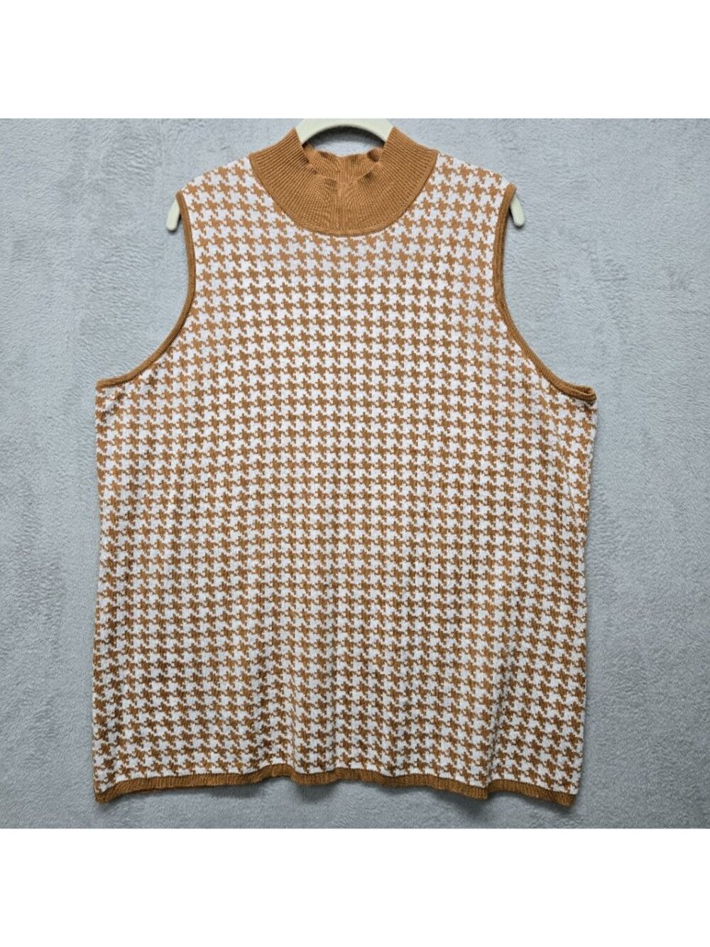 Plus 22/24 Halter Turtleneck Houndstooth Beige Preppy City Cotton Jessica London